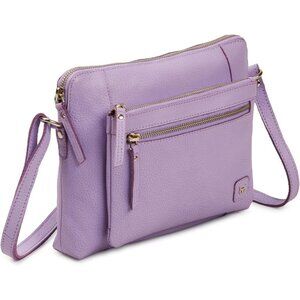 Women Lavender Imported Leather Polyester Crossbody Sling Shoulder Crossover Bag